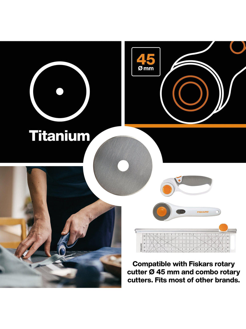 Fiskars straight titanium rotary blade 45mm, imported from the UK