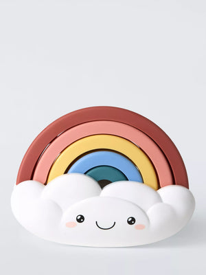 Stacking Rainbow Arch Set with Smiley Cloud for Creative Play