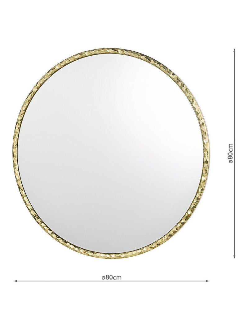 Där Jinelle hammered texture round wall mirror 80cm gold, UK version