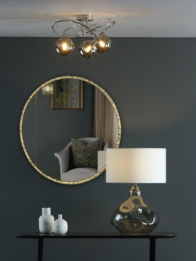 Där Jinelle hammered texture round wall mirror 80cm gold, UK version