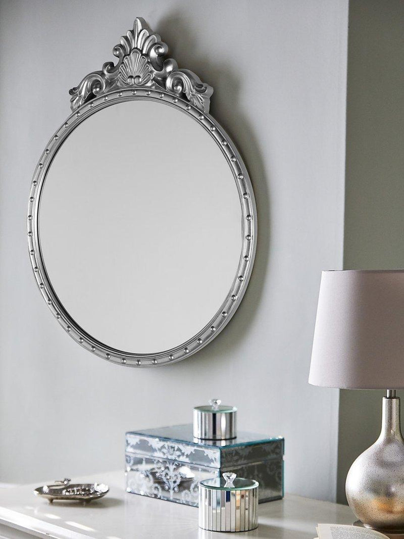 Laura Ashley Overton round wall mirror 73 x 58cm, UK version