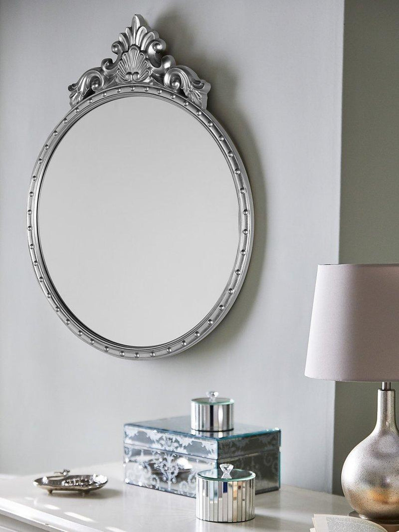 Laura Ashley Overton round wall mirror 73 x 58cm, UK version
