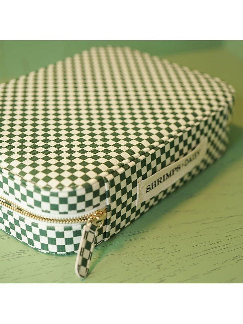 Daisy London jewellery case green Shrimps checkerboard (British brand)