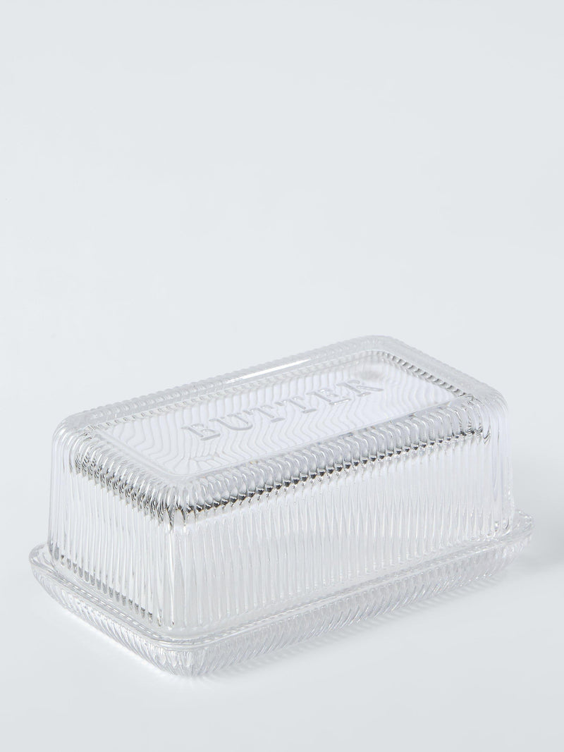 John Lewis clear glass butter dish, UK version