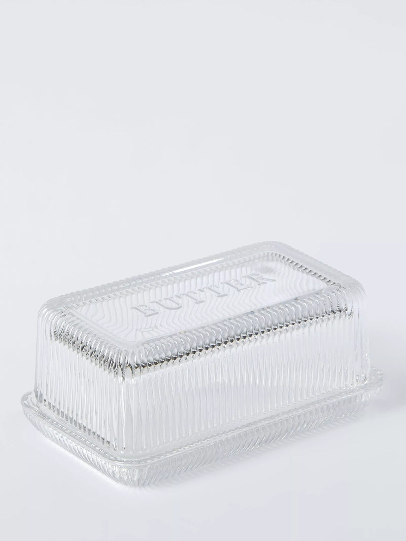 John Lewis clear glass butter dish, UK version