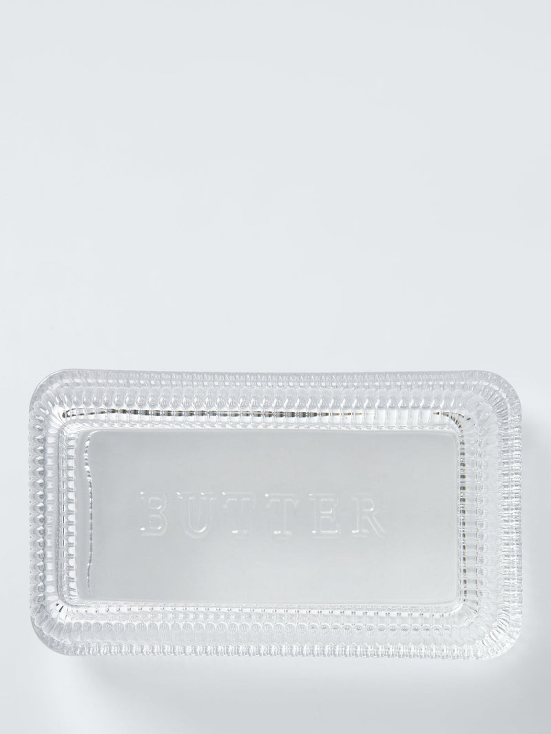 John Lewis clear glass butter dish, UK version