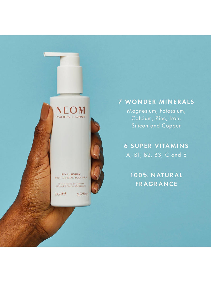NEOM Wellbeing London Real Luxury Multi-Mineral Body Milk 200ml, UK version