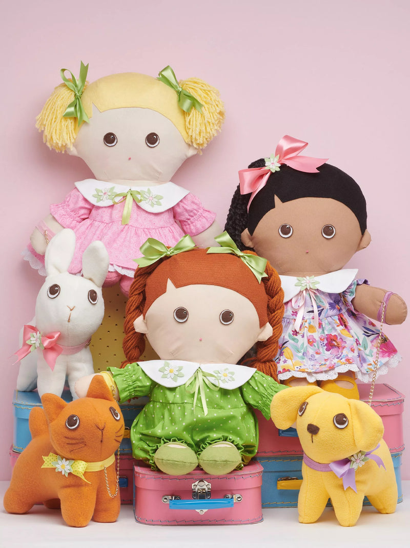 Simplicity S9910 plush doll and pet sewing pattern, UK version