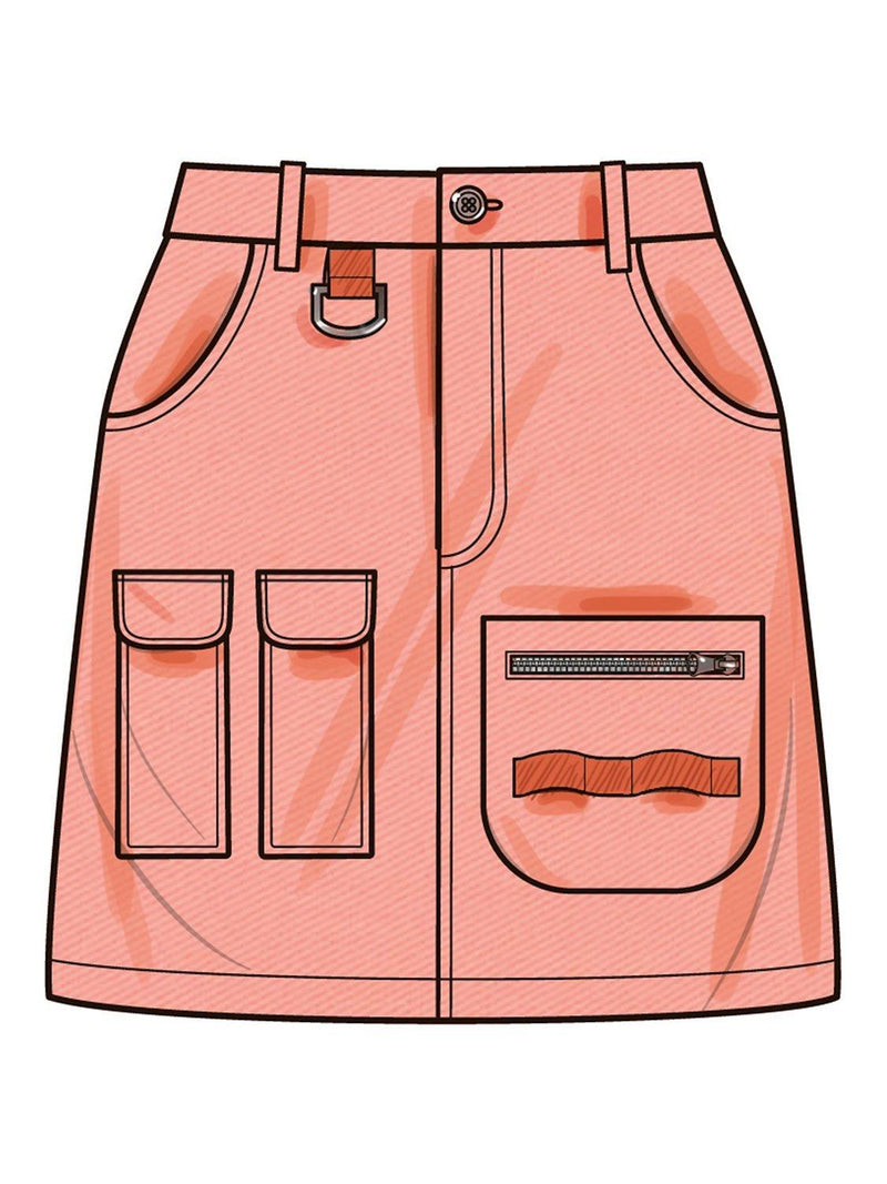 Simplicity cargo mini skirt sewing pattern S9924, UK version