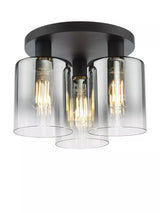 John Lewis Där Savannah Flush 3 Arm Ceiling Light, Black/Smoked- Buy online at McGrocer