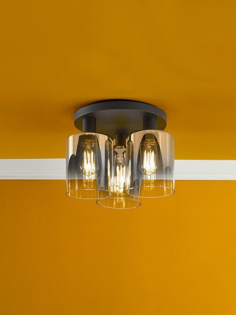 Där Savannah flush ceiling light black smoked, UK version