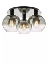 John Lewis Där Lycia Flush 3 Arm Mirror Ceiling Light, Black Ombre- Buy online at McGrocer