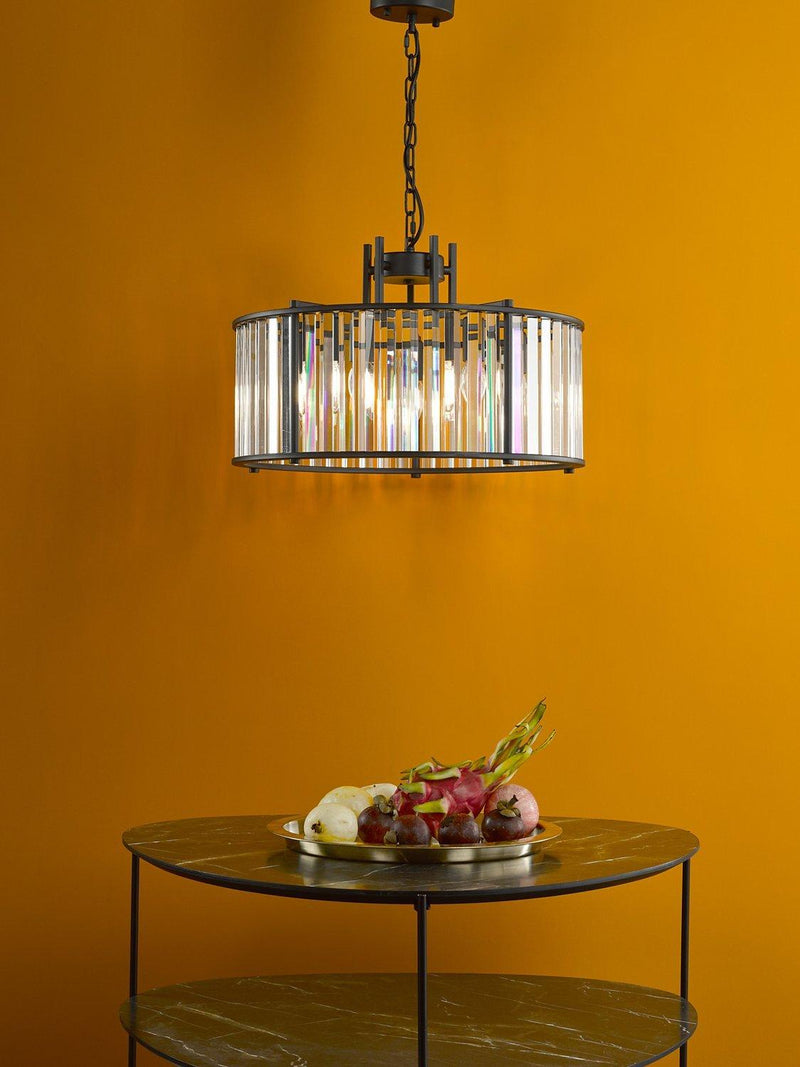 Där Kiran glass 5-arm pendant ceiling light, UK version