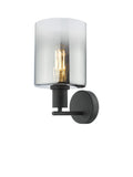 Där black and smoked glass wall light, imported from the UK