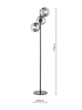 Där Lycia 3 arm mirror floor lamp medium, UK version