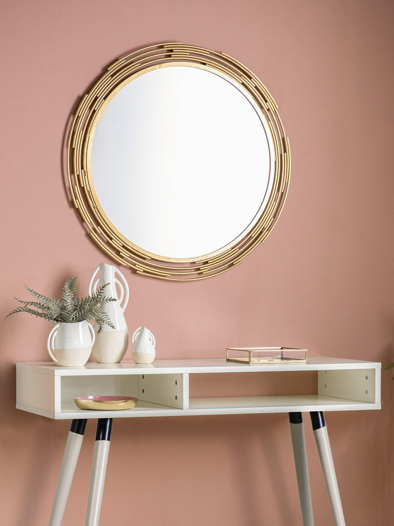 Gallery Direct round wall mirror silver-toned 80cm, imported from the UK
