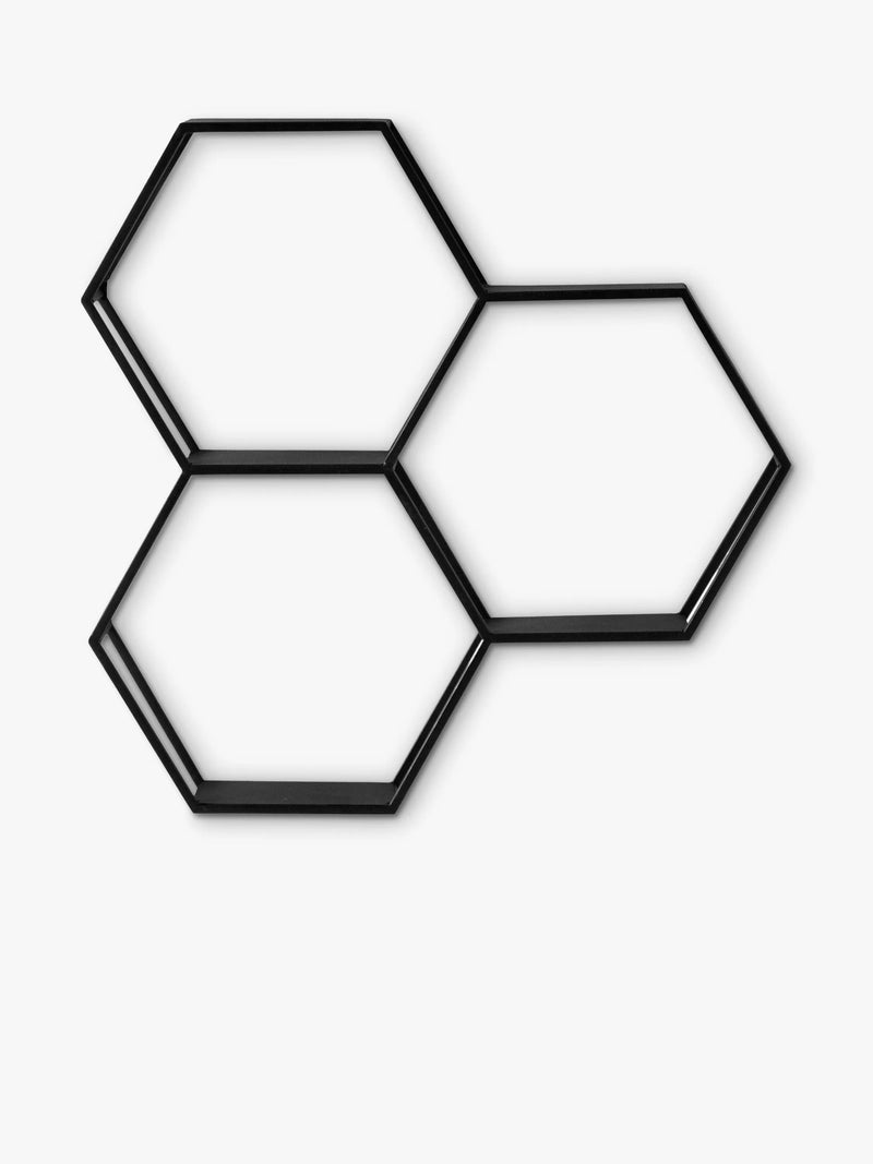 Gallery Direct honeycomb wall shelving unit black 70x68cm - British product