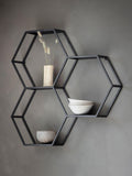 Gallery Direct honeycomb wall shelving unit black 70x68cm - British product