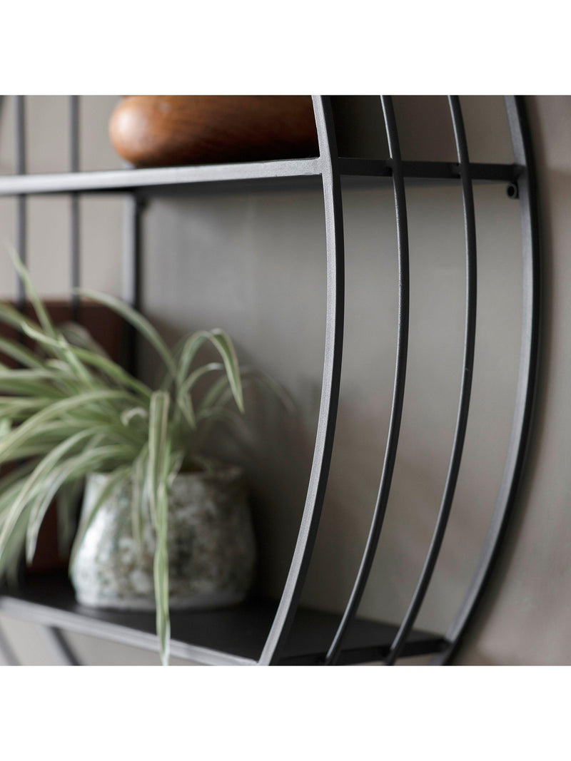 Gallery Direct round wall shelf black 74cm - British product