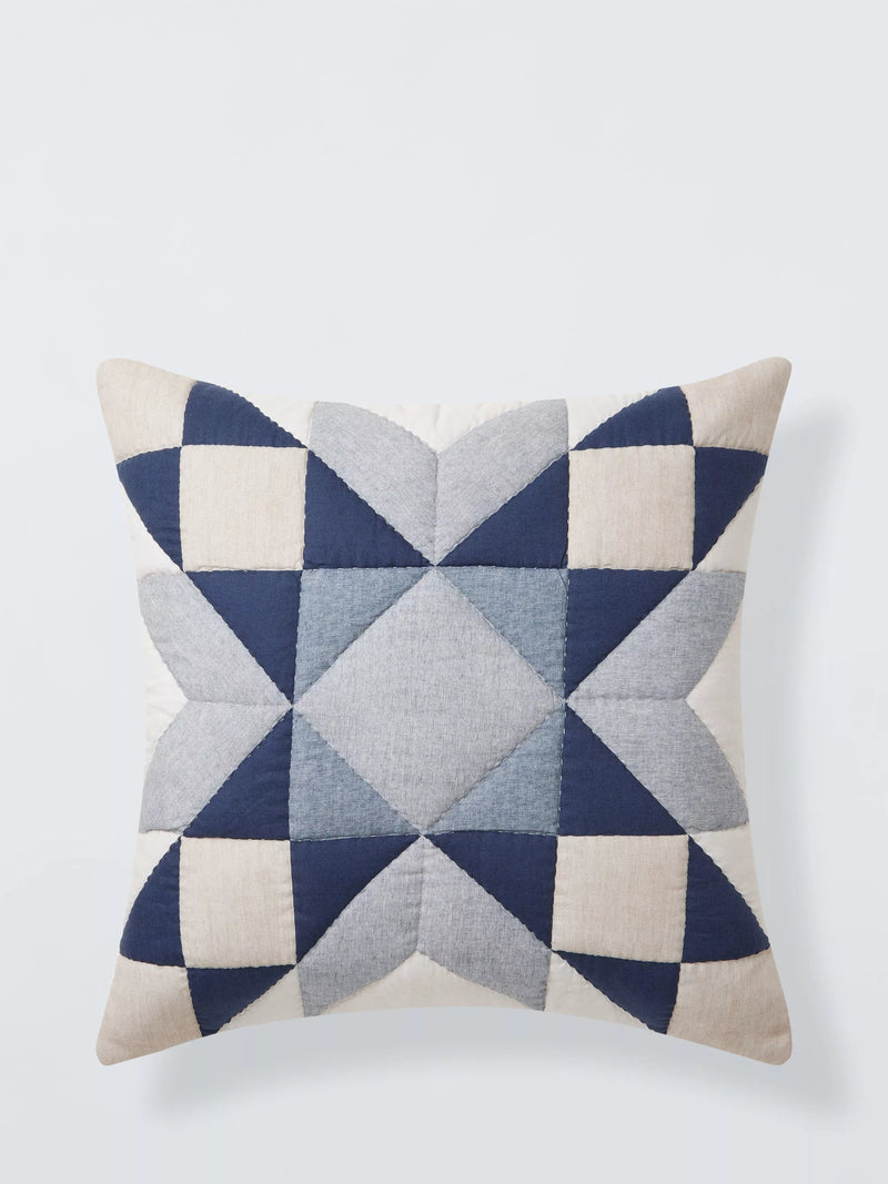 John Lewis navy quilted star cushion 50cm, imported from the UK