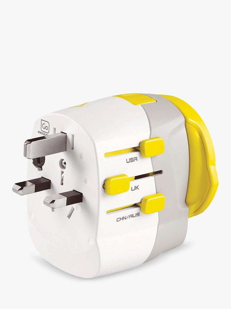 Go Travel worldwide adaptor with dual USB ports compact travel plug, imported from the UK