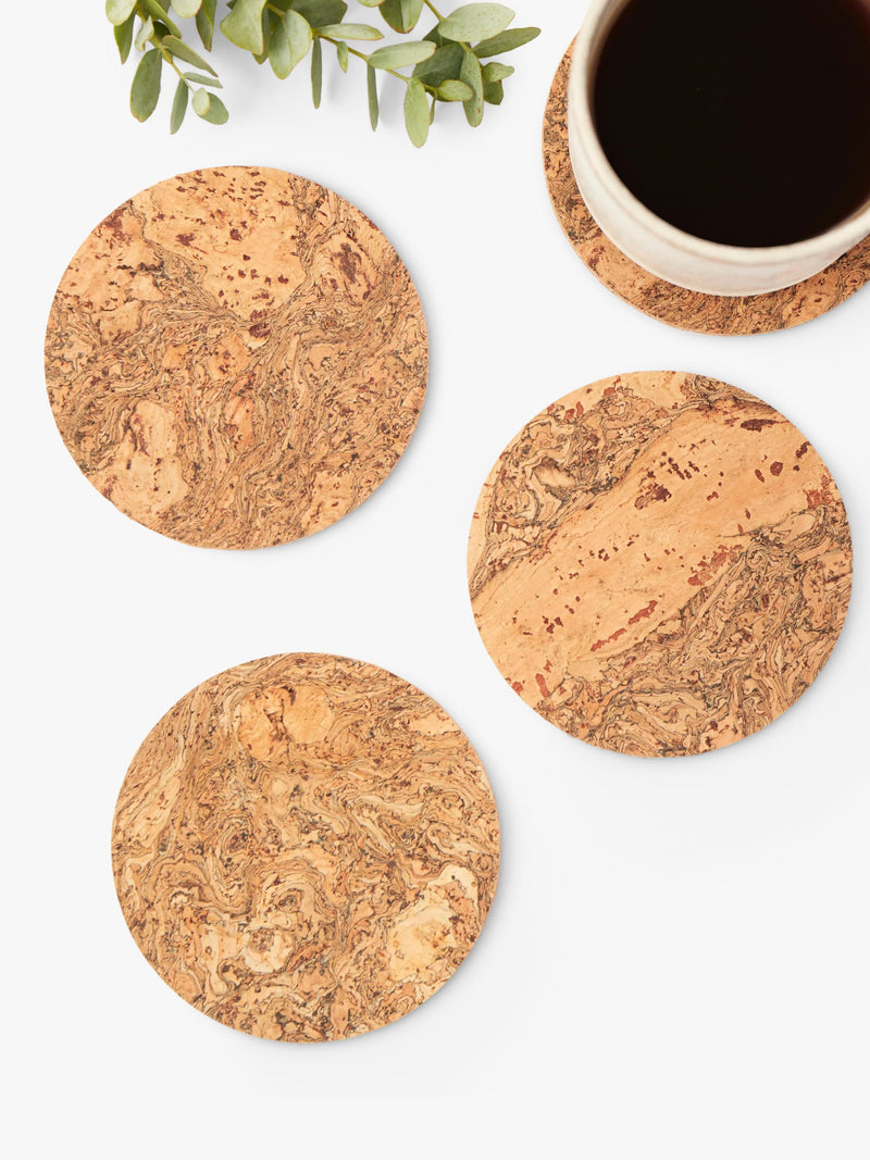 LIGA natural cork coasters set of four, UK version