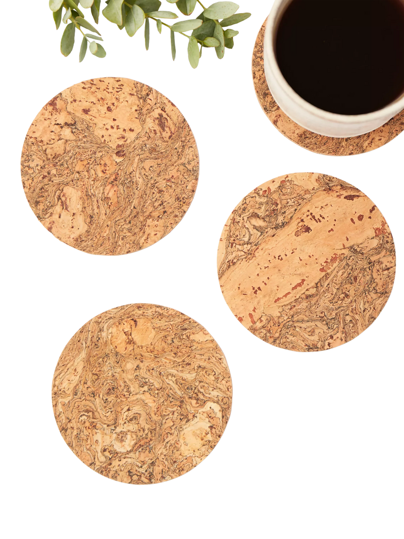 LIGA natural cork coasters set of four, UK version