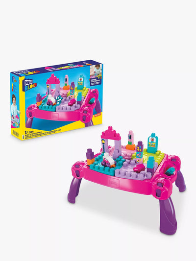 John Lewis Mega Bloks Build 'n Learn Table Pink Construction Set 30 Pieces- Buy online at McGrocer