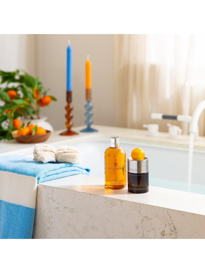 Molton Brown Sunlit Clementine & Vetiver Bath & Shower Gel 300ml, imported from the UK
