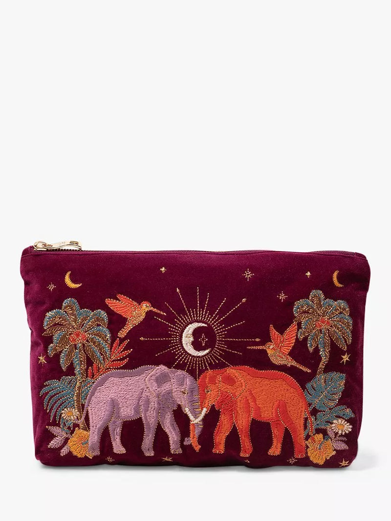 Elizabeth Scarlett embroidered elephant pouch, imported from the UK