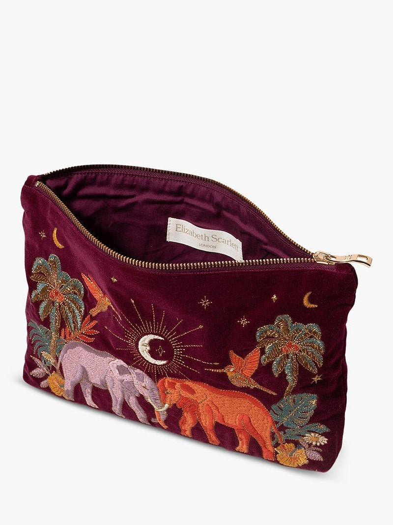 Elizabeth Scarlett embroidered elephant pouch, imported from the UK