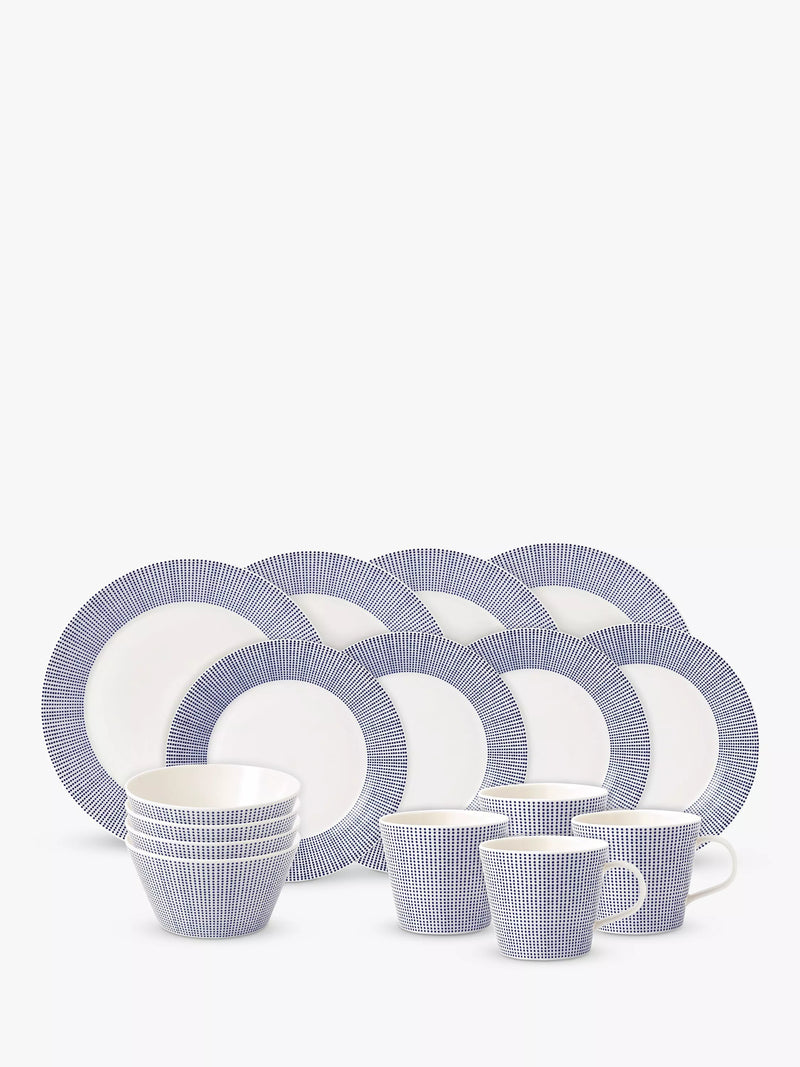 Royal Doulton Pacific dot porcelain dinnerware set blue 16 piece (British brand)