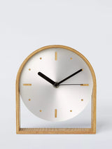John Lewis John Lewis Mid-Century Mantel Clock, Brushed Aluminium/Natural- Buy online at McGrocer