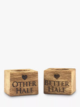 John Lewis Handcrafted Oak Wood Egg Cups with Engravings, Set of 2- Buy online at McGrocer