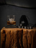 Selbrae House highland cow whisky gift set with coaster and stones, imported from the UK