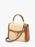 Aspinal Midi Mayfair Raffia cross body bag, natural tan, imported from the UK