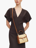 Aspinal Midi Mayfair Raffia cross body bag, natural tan, imported from the UK