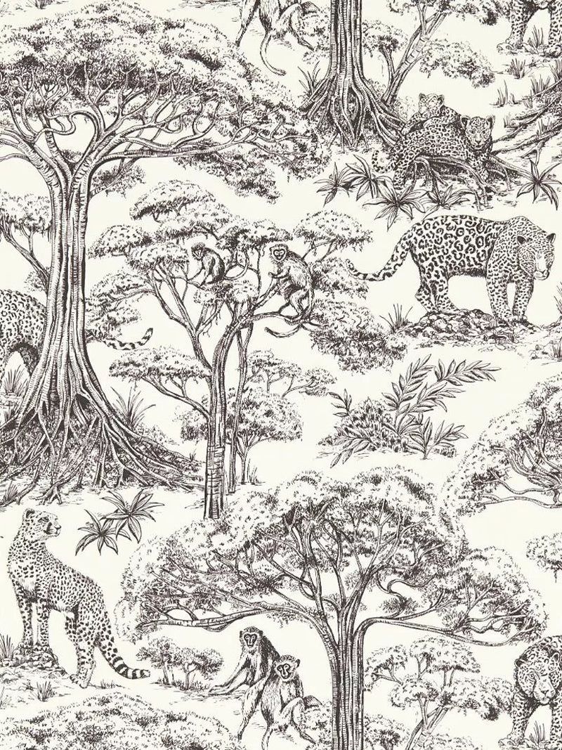 Clarke & Clarke Kisumu wallpaper with African toile design - British product