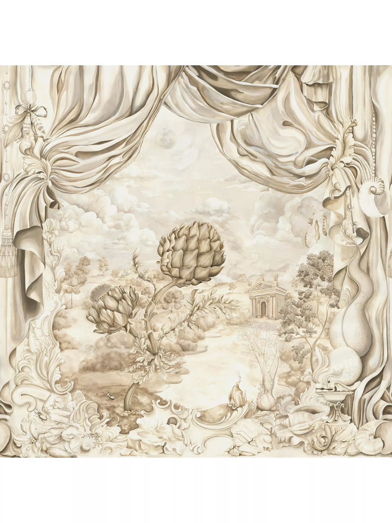 Sanderson Pygmalion themed wallpaper mural in Alabaster, four panels, three metres (British brand)