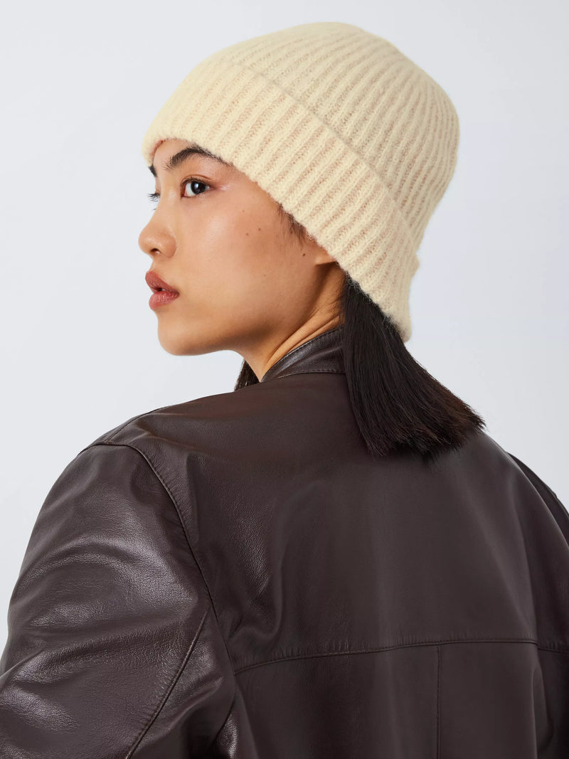 John Lewis fluffy rib knit alpaca wool beanie hat, UK version