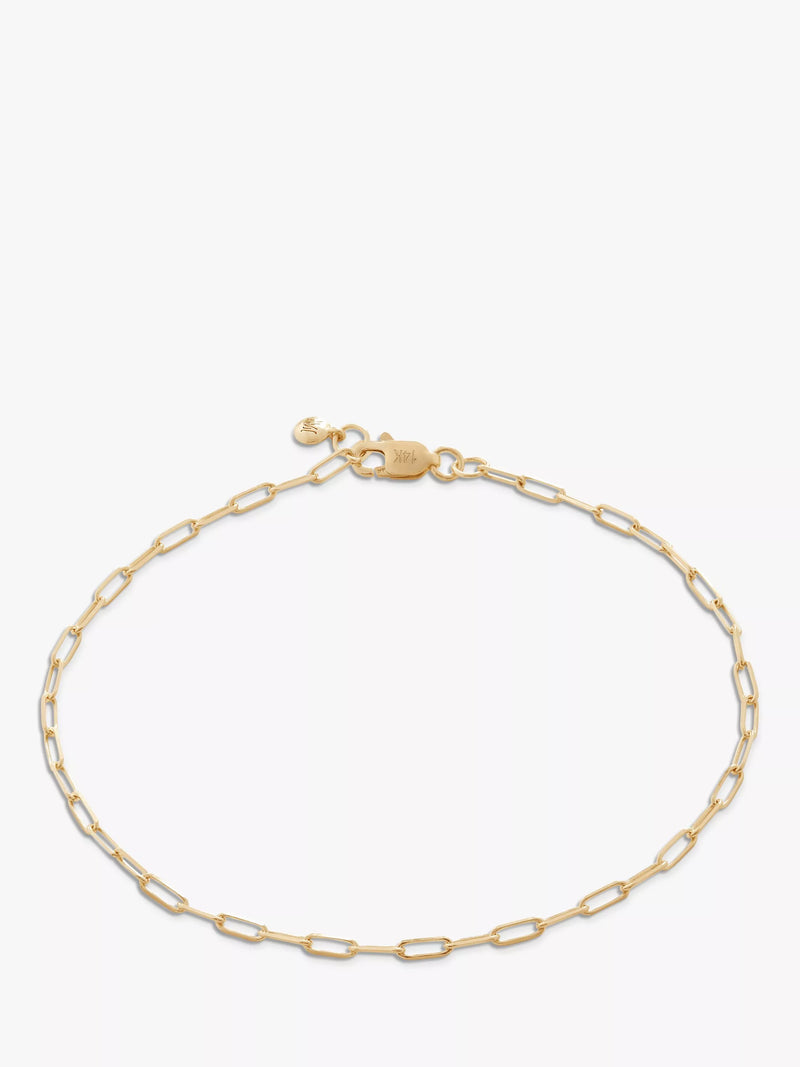 Monica Vinader 14ct gold paperclip chain bracelet, UK version