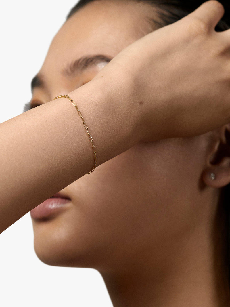 Monica Vinader 14ct gold paperclip chain bracelet, UK version