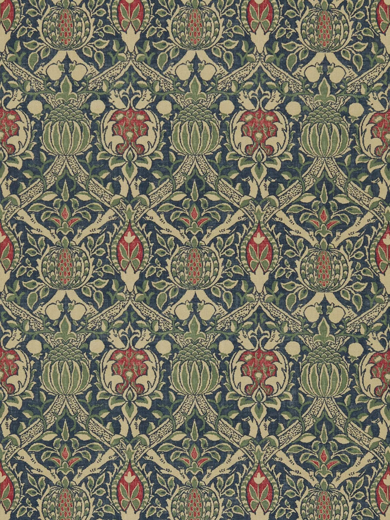 Morris & Co. Granada furnishing fabric indigo/red (British brand)