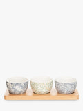 William Morris ceramic bowls set with mixed prints and beech tray (British brand)