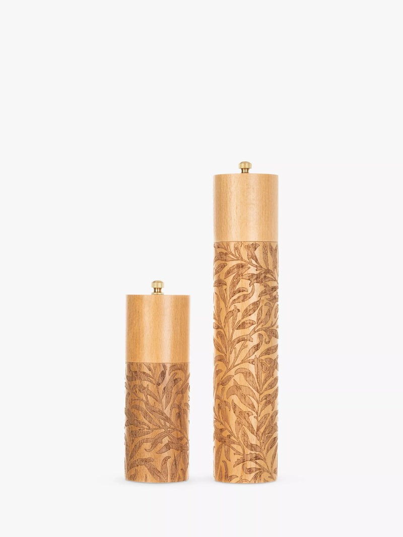 William Morris Willow Boughs beech wood salt and pepper mills (British brand)