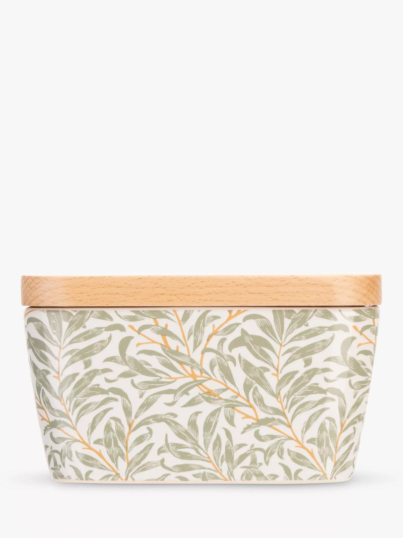 William Morris Willow Boughs butter dish with beech wood lid (British brand)