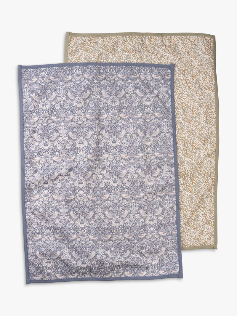 William Morris cotton tea towels with decorative prints, set of 2 (British brand)