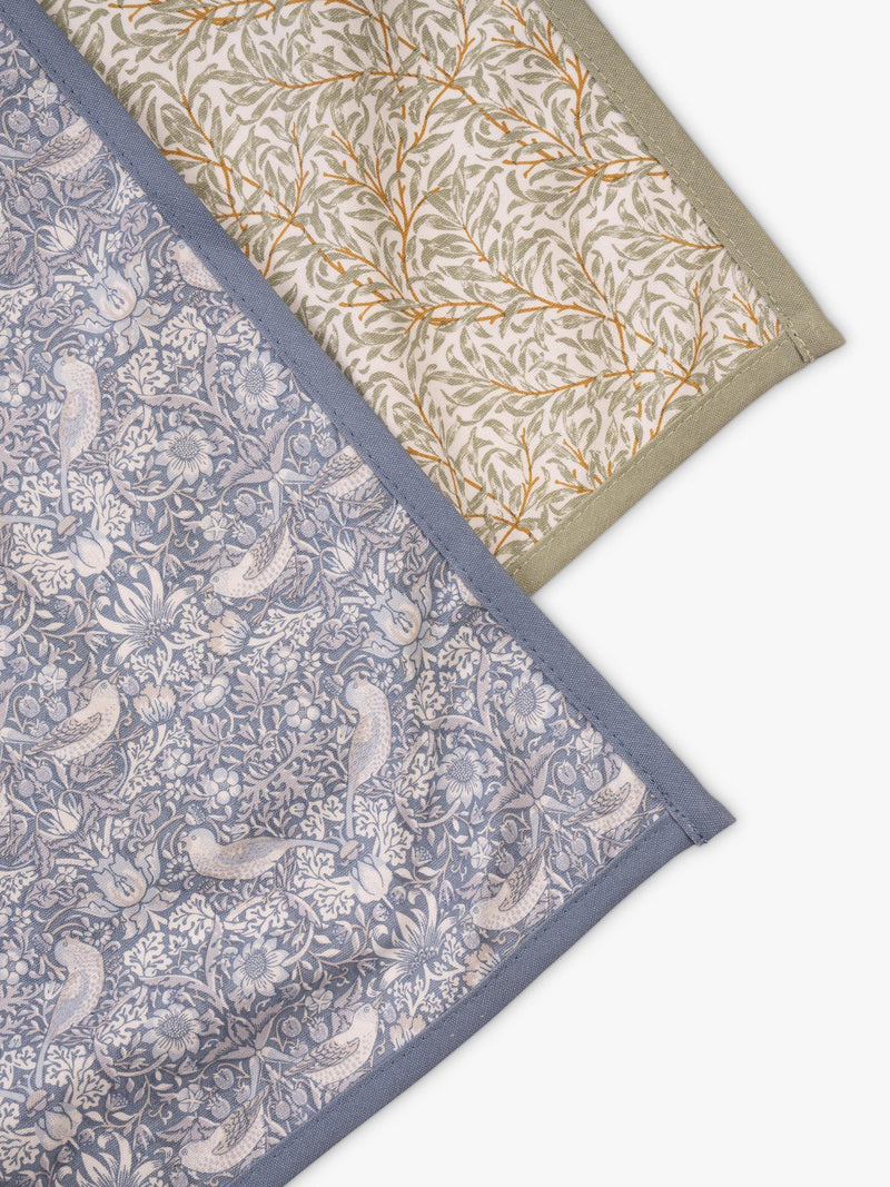 William Morris cotton tea towels with decorative prints, set of 2 (British brand)
