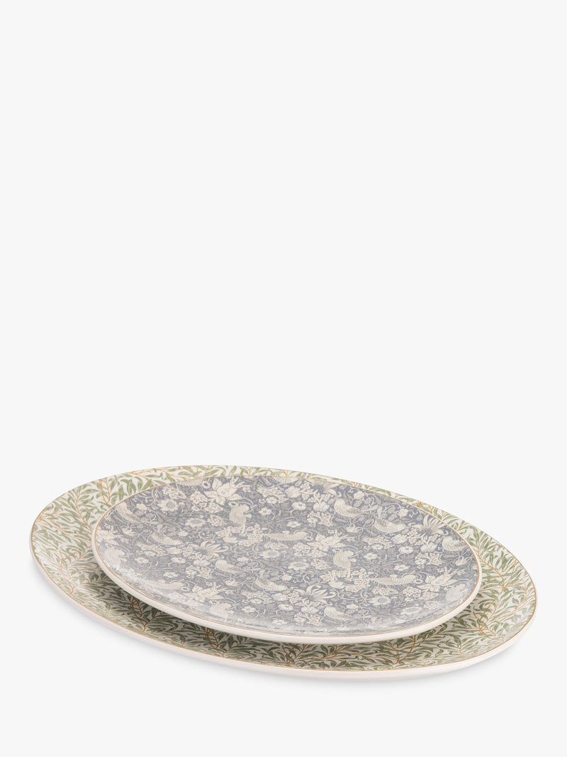William Morris green oval stoneware serving platters set of 2 40cm (British brand)