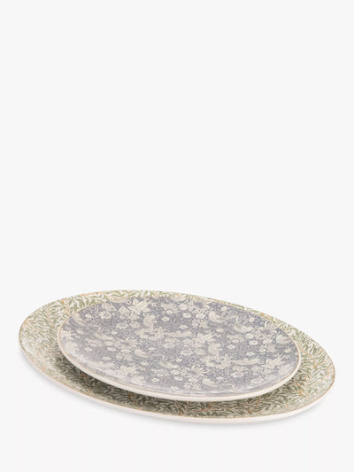 William Morris Green Oval Stoneware Serving Platters Set of 2 40cm
